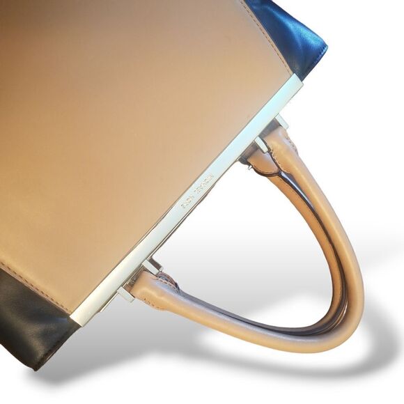 ⭐️ Michael Kors Medium Lana Suntan/Black Colorblock Leather Handbag - Picture 9 of 16